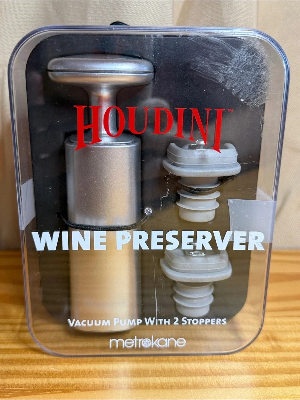 Houdini Red Lever Corkscrew & Wine Preserver Bundle Set - Like New